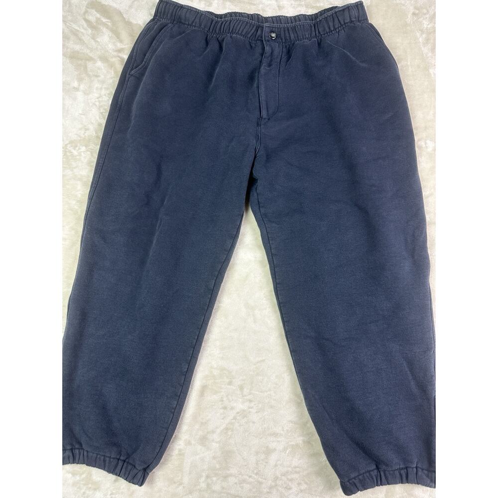 L.L. BEAN Mens L Athletic Zip Fly Jogger Sweat Pants Black Faded